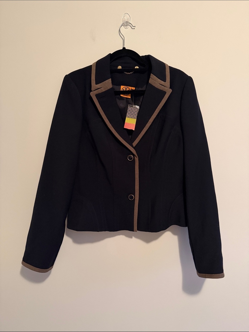 NWT Tory Burch Navy Blazer with Grey Contrast Trim